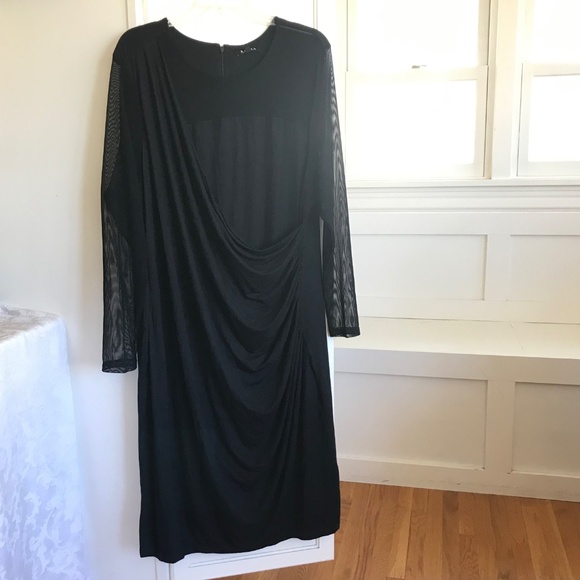 REBEL WILSON X ANGELS Surplice Wrap Mesh Sleeve Midi Dress Women’s Plus Size 3X - Picture 2 of 16